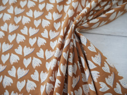 French Printed Cotton Jersey in Tan-Cotton Jersey-Flying Bobbins Haberdashery