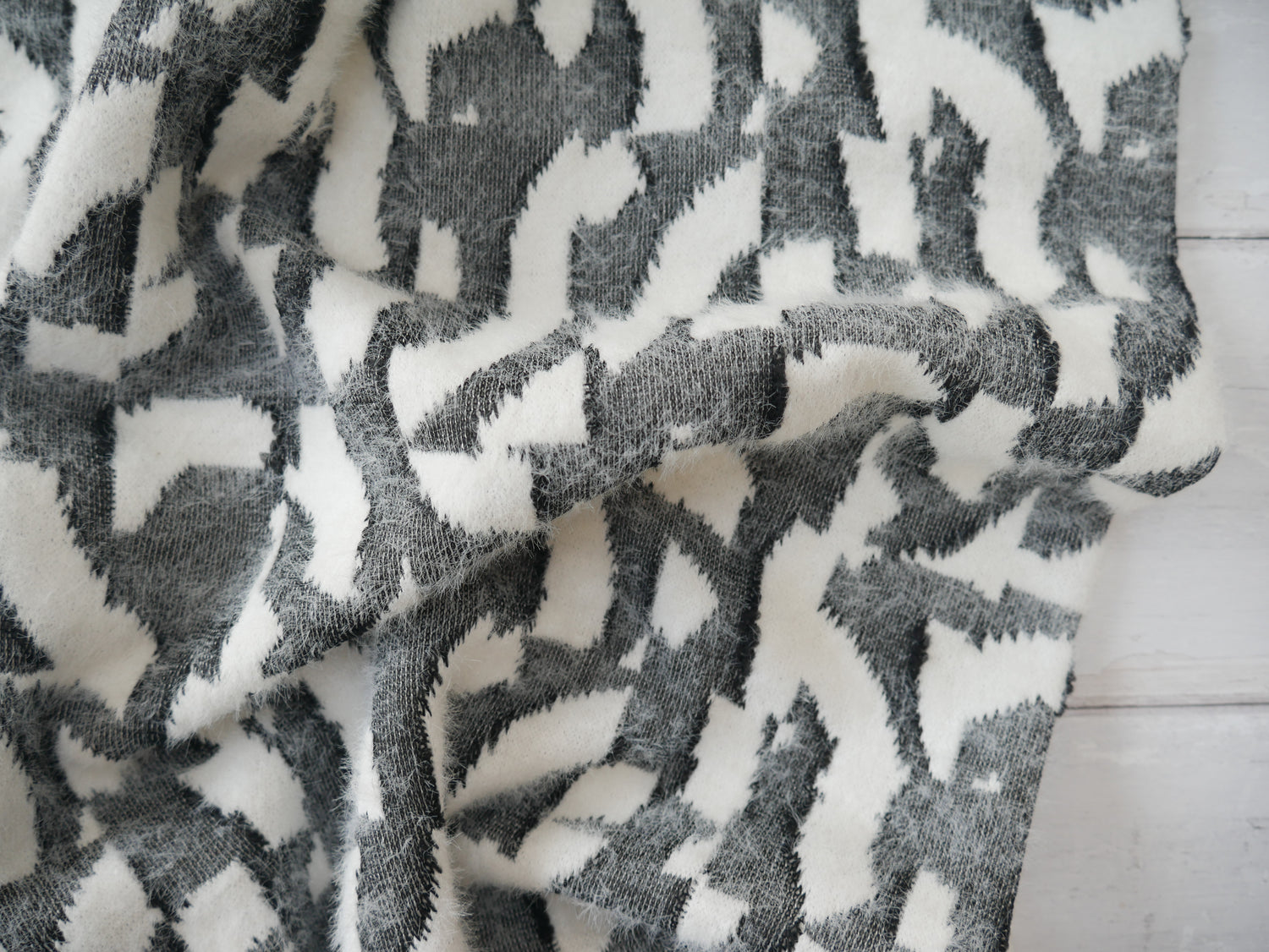 Fluffy Jacquard Knit - Geometric-Jacquard Knit-Flying Bobbins Haberdashery