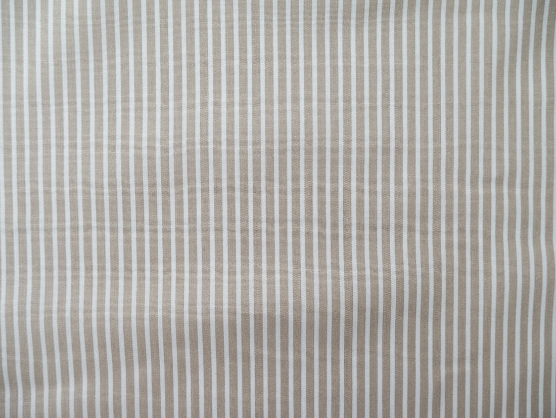 Pin-Stripe Printed Cotton, Beige £8.50 p/m-Fabric-Flying Bobbins Haberdashery