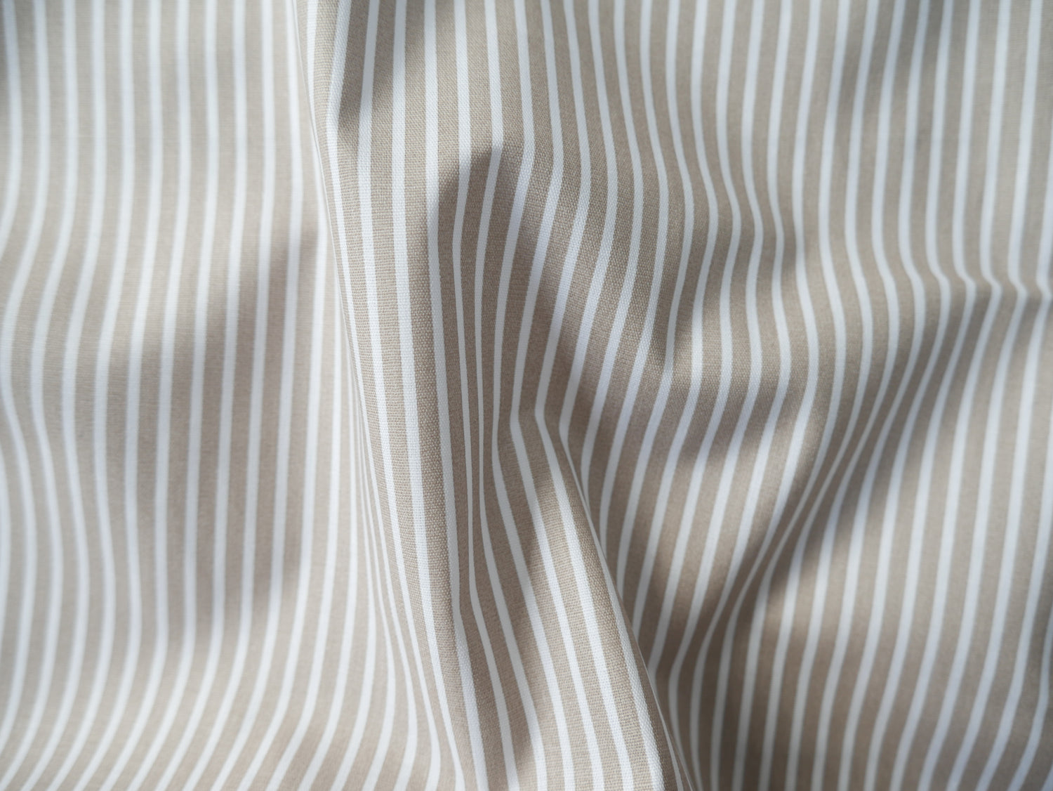Pin-Stripe Printed Cotton, Beige £8.50 p/m-Fabric-Flying Bobbins Haberdashery