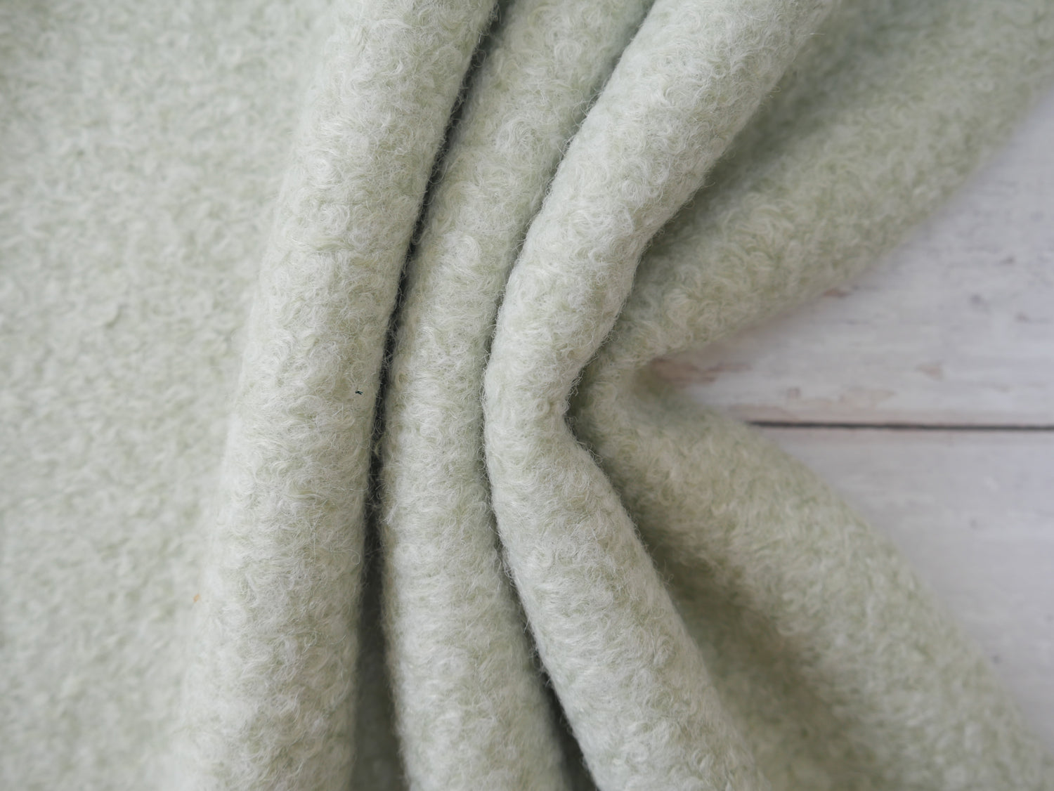Bouclé Melange Coat Fabric in Soft Mint, £16.00 p/m-Fabric-Flying Bobbins Haberdashery