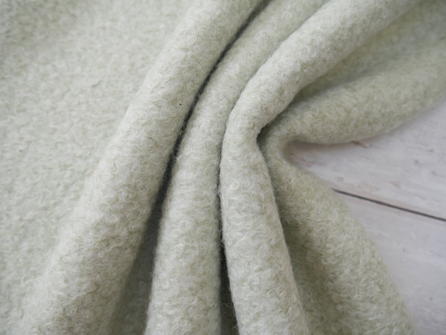 Bouclé Melange Coat Fabric in Soft Mint, £16.00 p/m-Fabric-Flying Bobbins Haberdashery