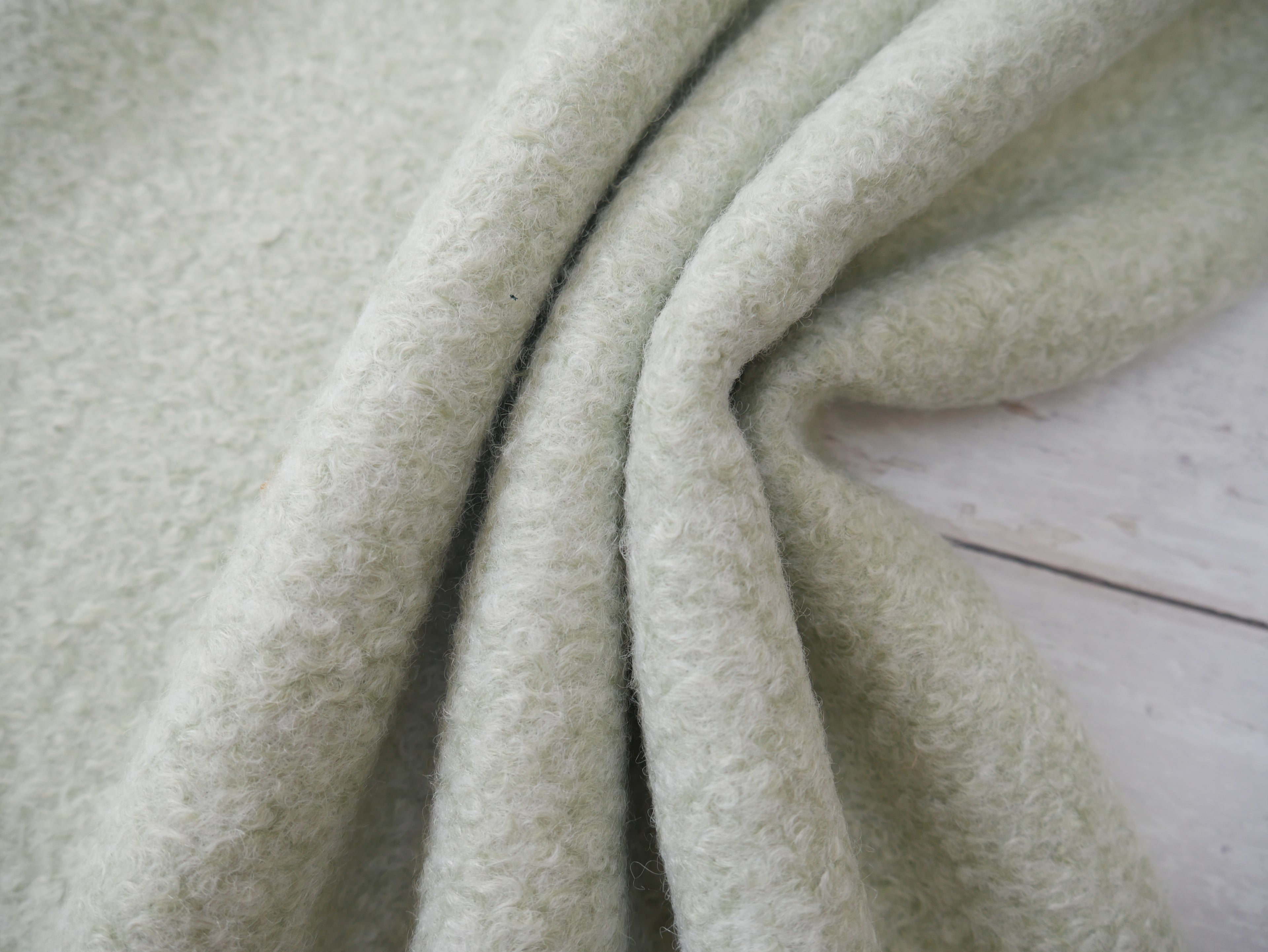 Bouclé Melange Coat Fabric in Soft Mint, £16.00 p/m-Fabric-Flying Bobbins Haberdashery