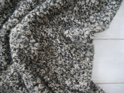 Bouclé Lurex Coat Fabric in Salt &amp; Pepper, £16.50 p/m-Fabric-Flying Bobbins Haberdashery