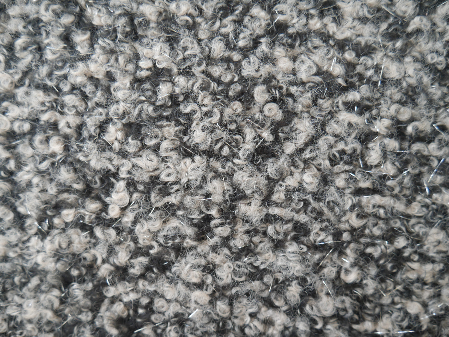 Bouclé Lurex Coat Fabric in Salt &amp; Pepper, £16.50 p/m-Fabric-Flying Bobbins Haberdashery