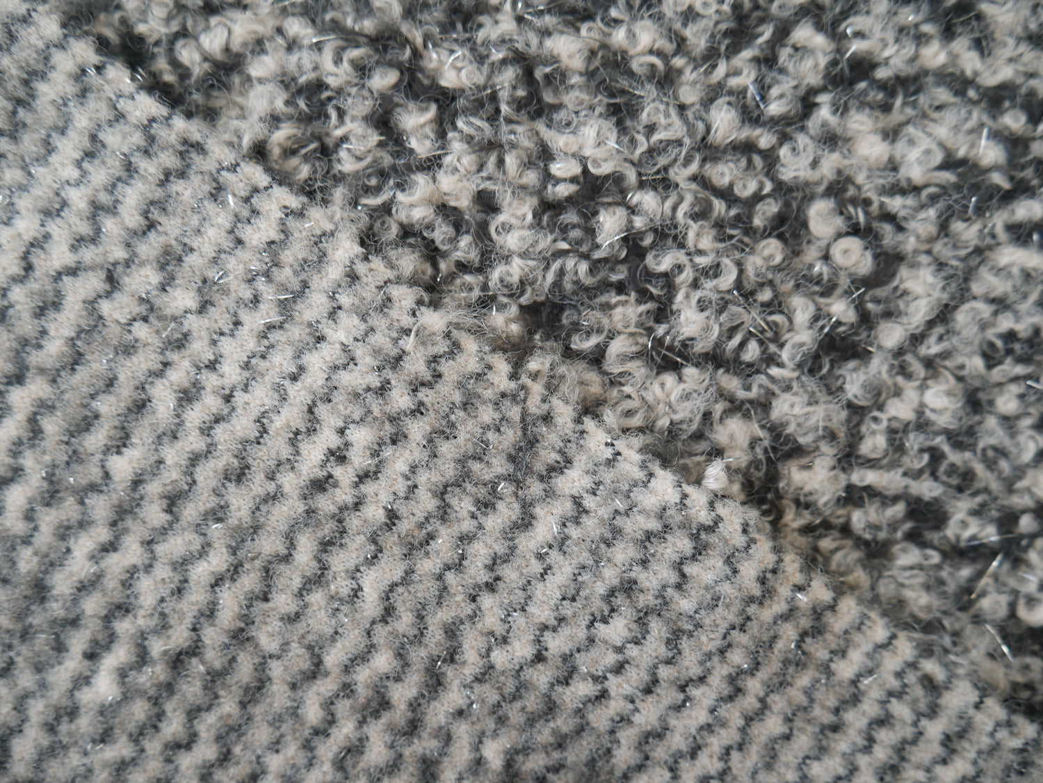 Bouclé Lurex Coat Fabric in Salt &amp; Pepper, £16.50 p/m-Fabric-Flying Bobbins Haberdashery