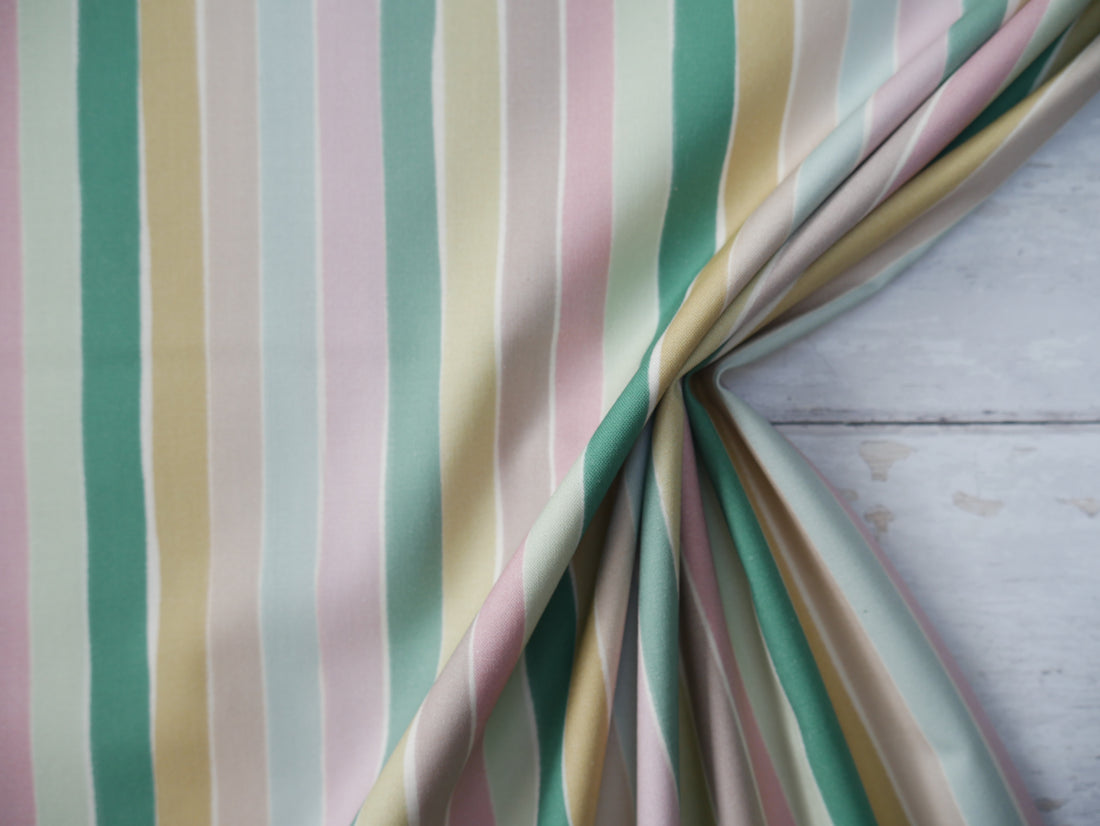 Lewis &amp; Irene Summer Stripes Printed Cotton by Bluebellgray-Cotton Fabric-Flying Bobbins Haberdashery