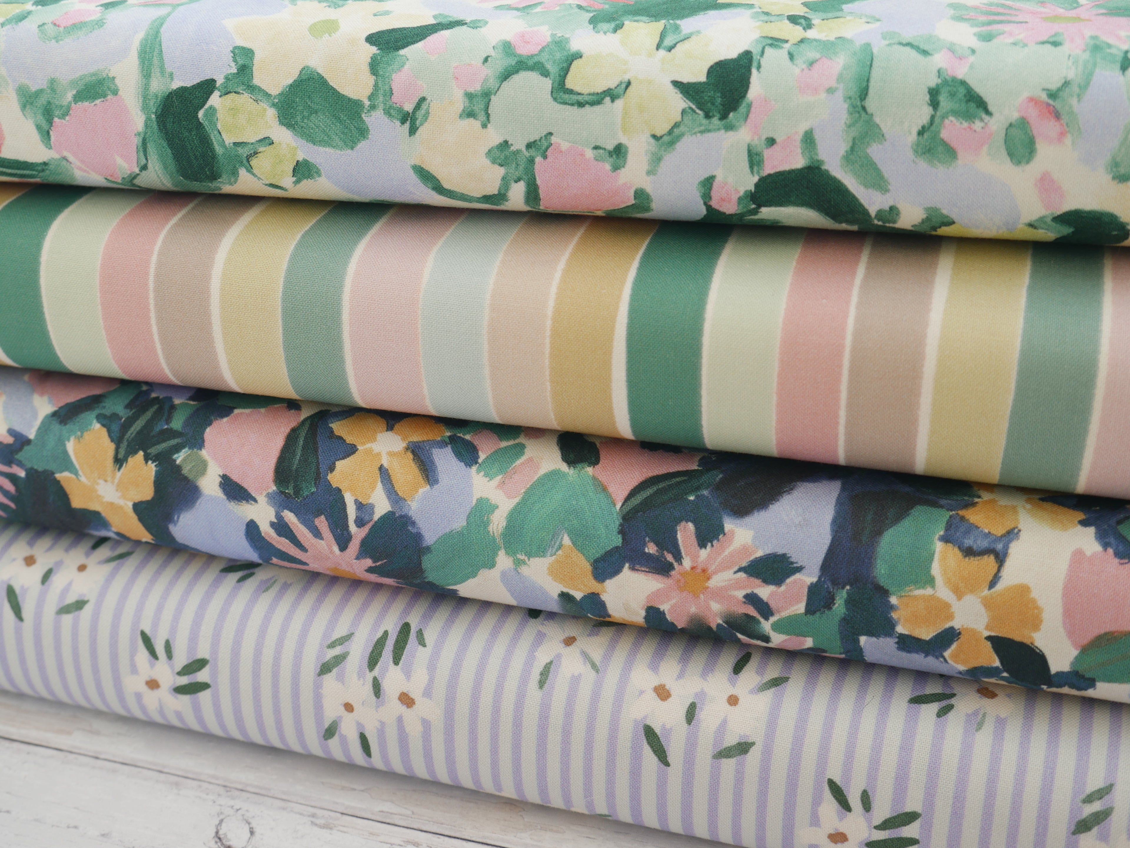 Lewis &amp; Irene Summer Stripes Printed Cotton by Bluebellgray-Cotton Fabric-Flying Bobbins Haberdashery