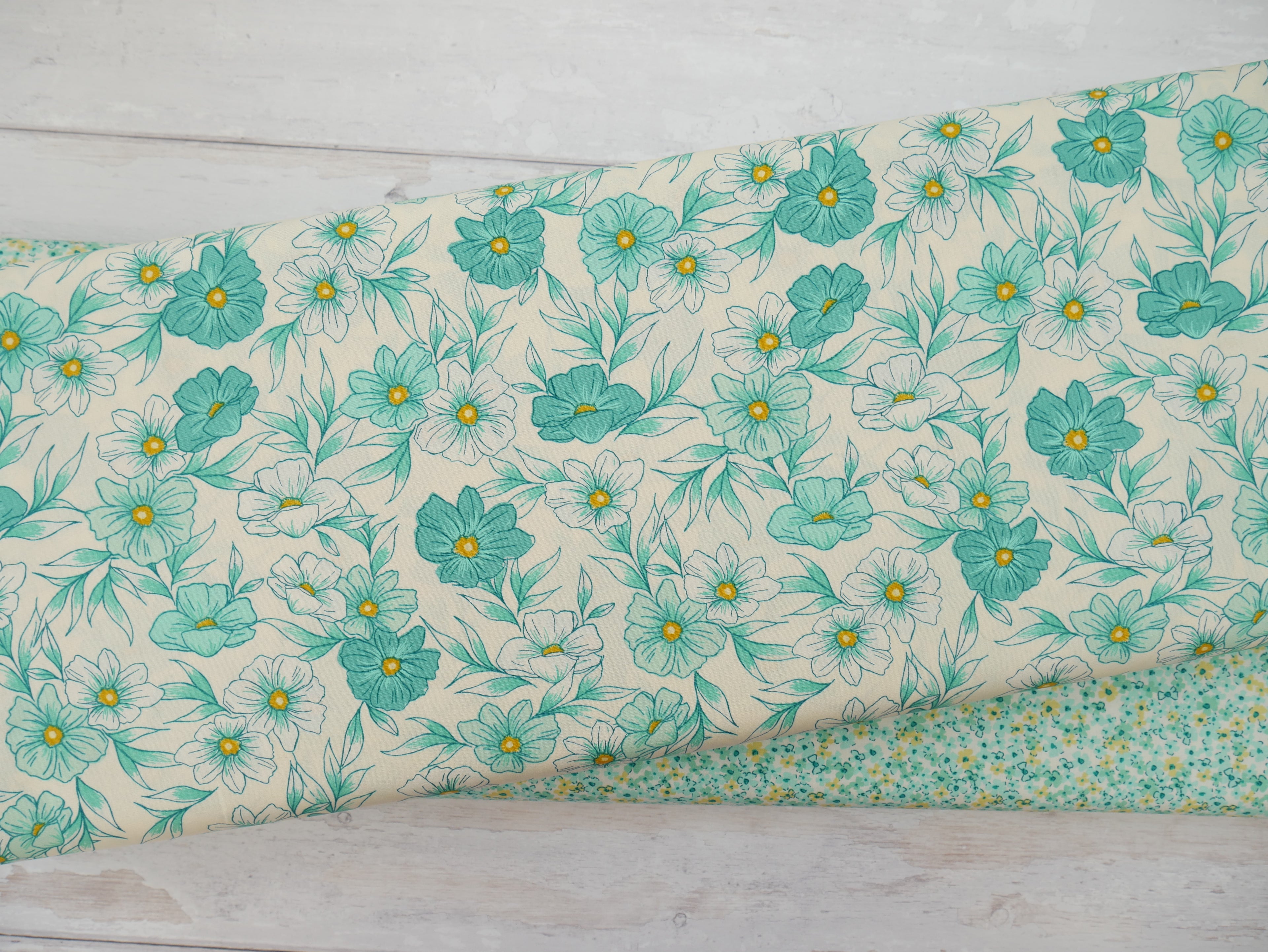 Art Gallery Fabrics Tinted Blooms Lagoon from Bloomcore-Cotton Fabric-Flying Bobbins Haberdashery