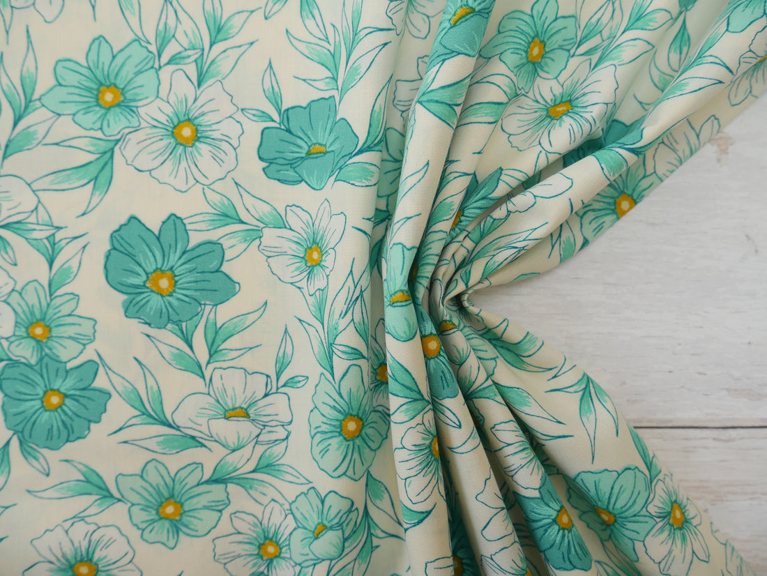 Art Gallery Fabrics Tinted Blooms Lagoon from Bloomcore-Cotton Fabric-Flying Bobbins Haberdashery
