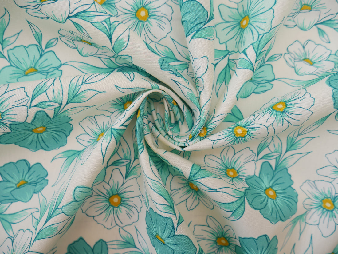 Art Gallery Fabrics Tinted Blooms Lagoon from Bloomcore-Cotton Fabric-Flying Bobbins Haberdashery