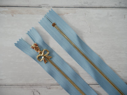 Metal Zip With Bow Puller, 30cm-Zip-Flying Bobbins Haberdashery