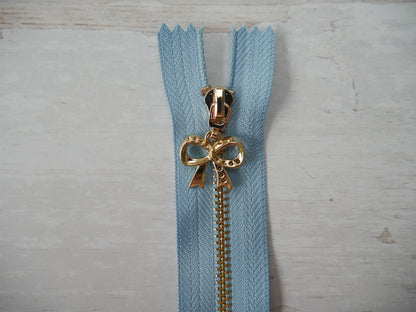 Metal Zip With Bow Puller, 30cm-Zip-Flying Bobbins Haberdashery