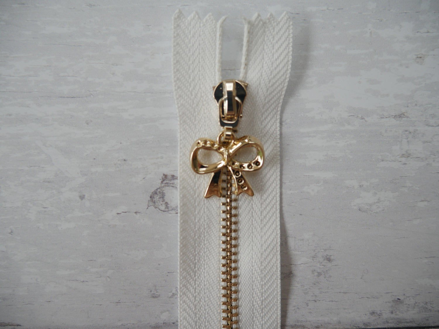Metal Zip With Bow Puller, 30cm-Zip-Flying Bobbins Haberdashery
