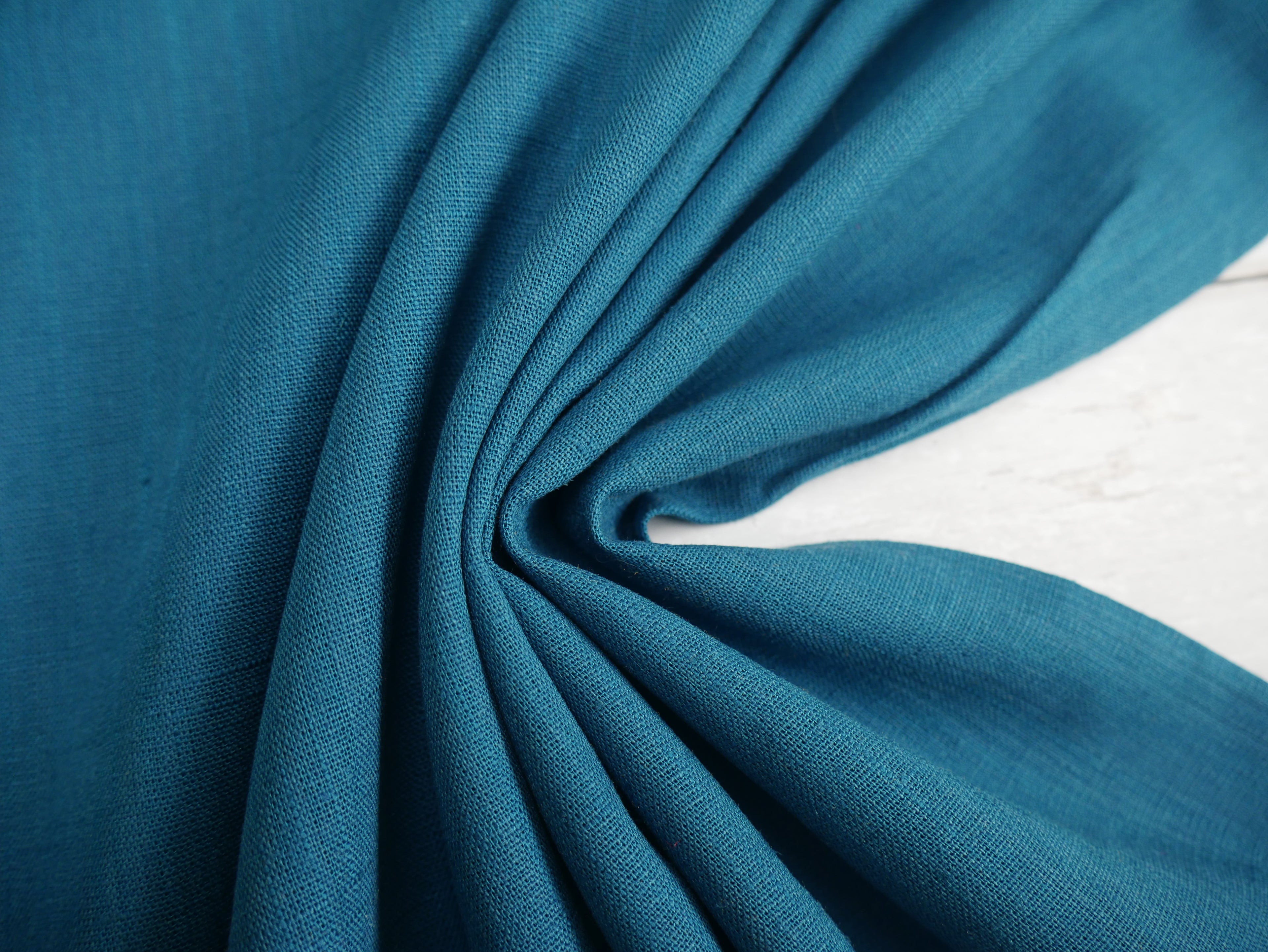 Linen Viscose in Peacock-Fabric-Flying Bobbins Haberdashery
