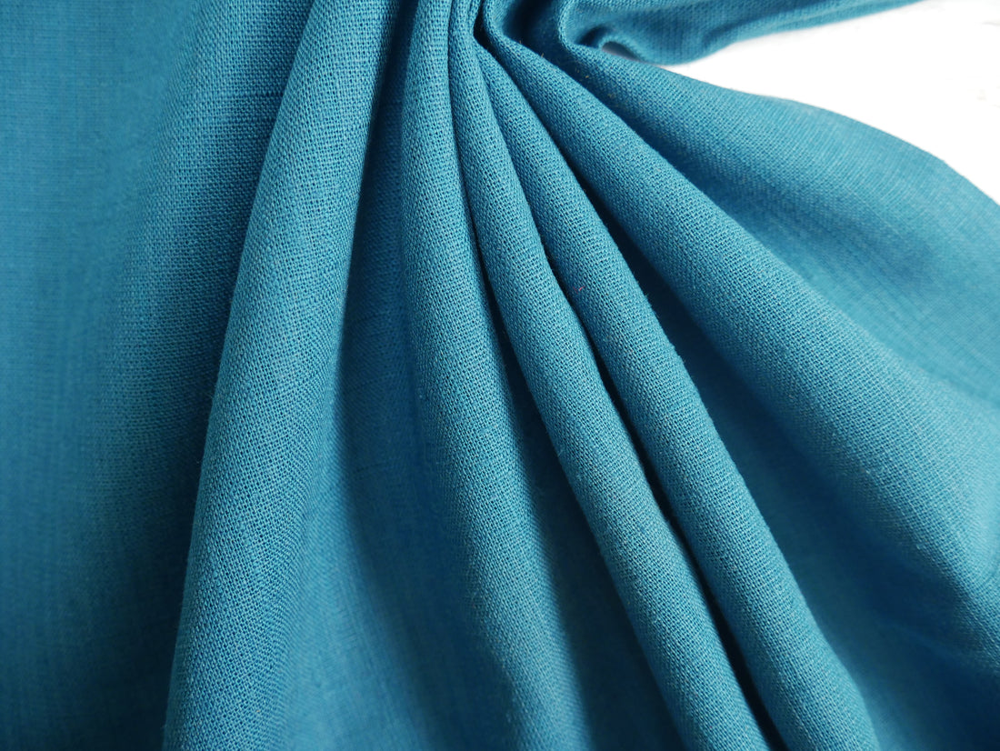 Linen Viscose in Peacock-Fabric-Flying Bobbins Haberdashery