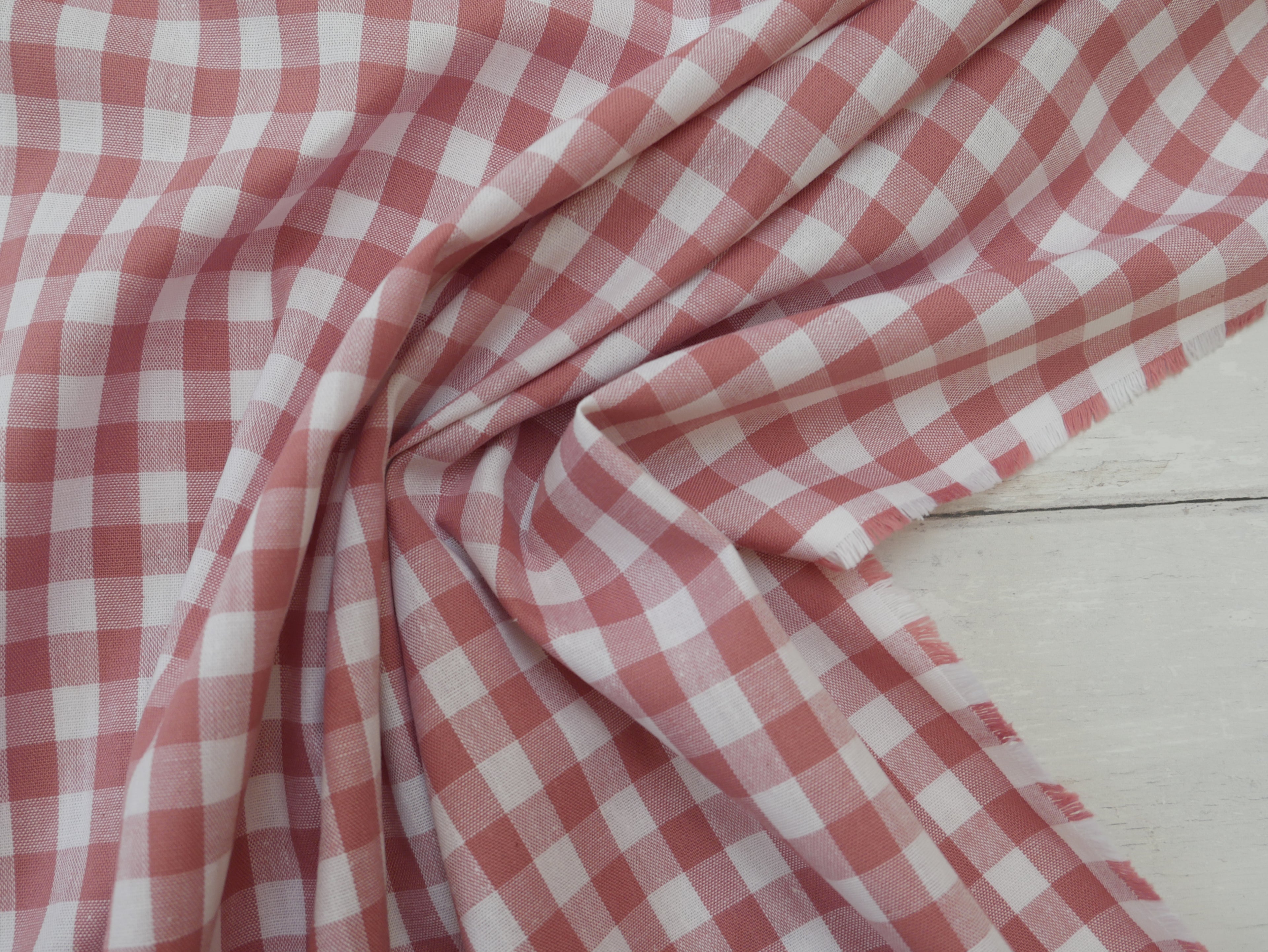 Cotton Check 1cm Gingham in Soft Pink-Cotton Fabric-Flying Bobbins Haberdashery