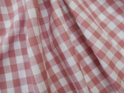 Cotton Check 1cm Gingham in Soft Pink-Cotton Fabric-Flying Bobbins Haberdashery