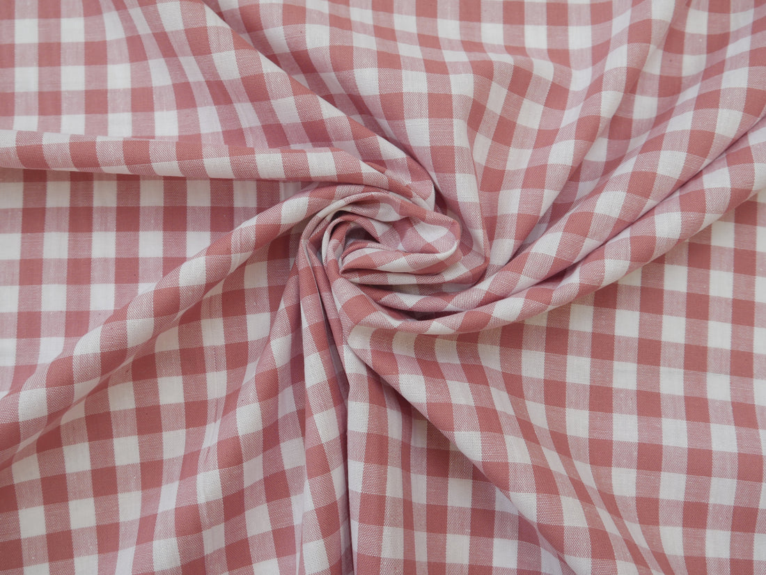 Cotton Check 1cm Gingham in Soft Pink-Cotton Fabric-Flying Bobbins Haberdashery