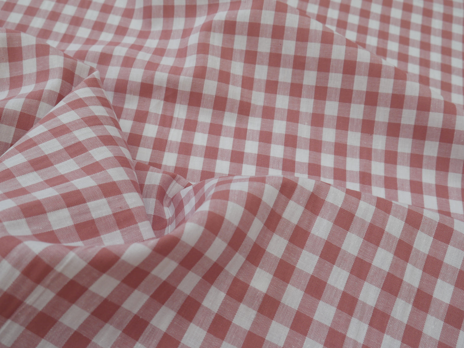 Cotton Check 1cm Gingham in Soft Pink-Cotton Fabric-Flying Bobbins Haberdashery