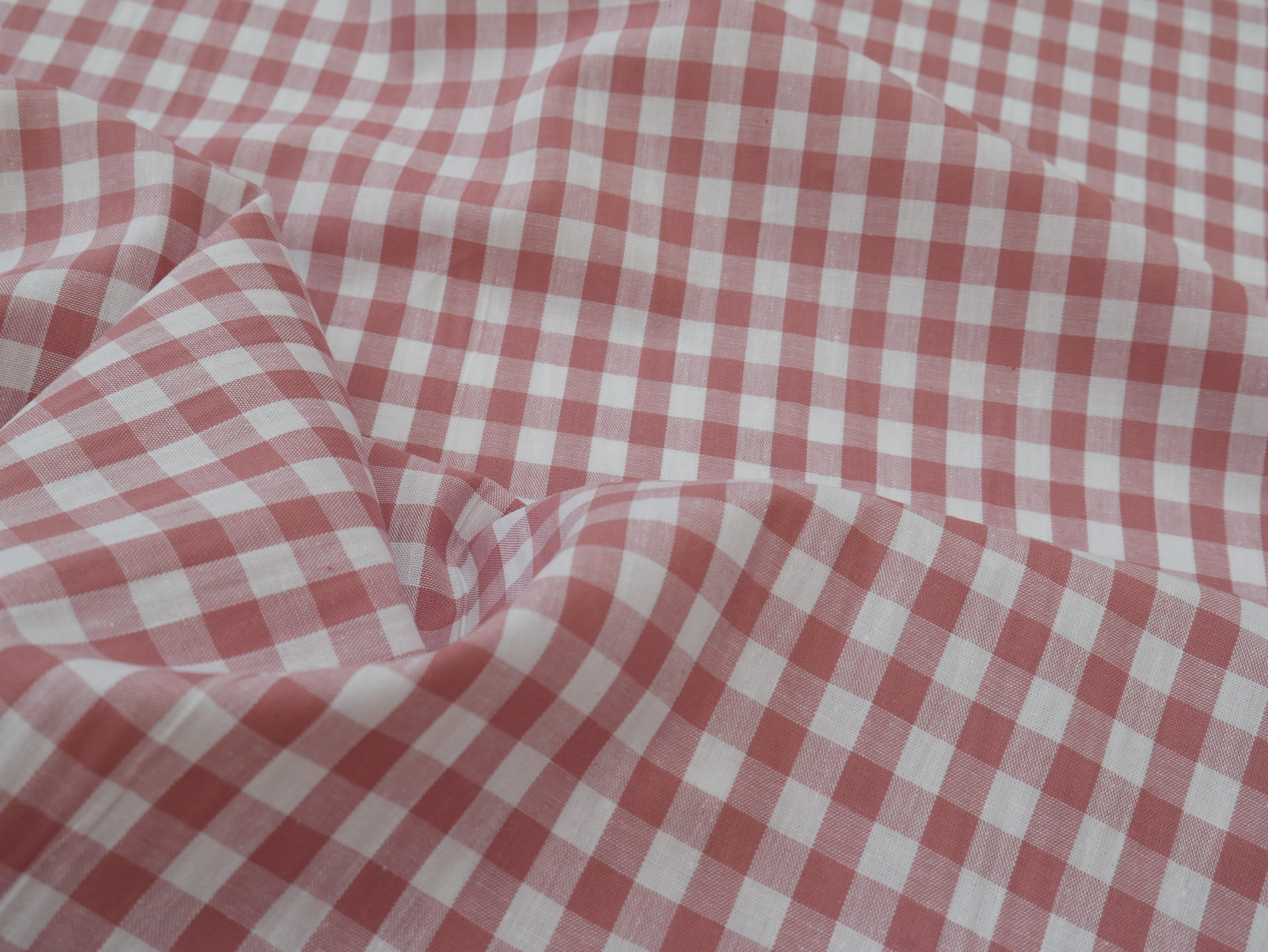 Cotton Check 1cm Gingham in Soft Pink-Cotton Fabric-Flying Bobbins Haberdashery
