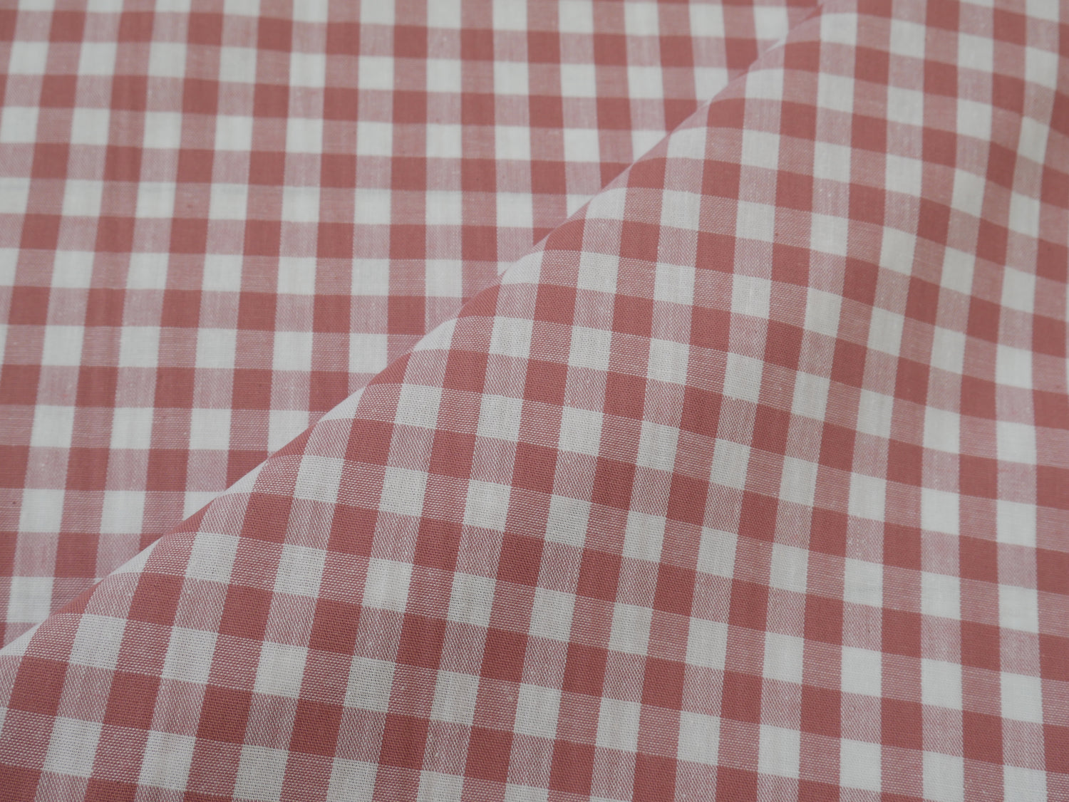 Cotton Check 1cm Gingham in Soft Pink-Cotton Fabric-Flying Bobbins Haberdashery