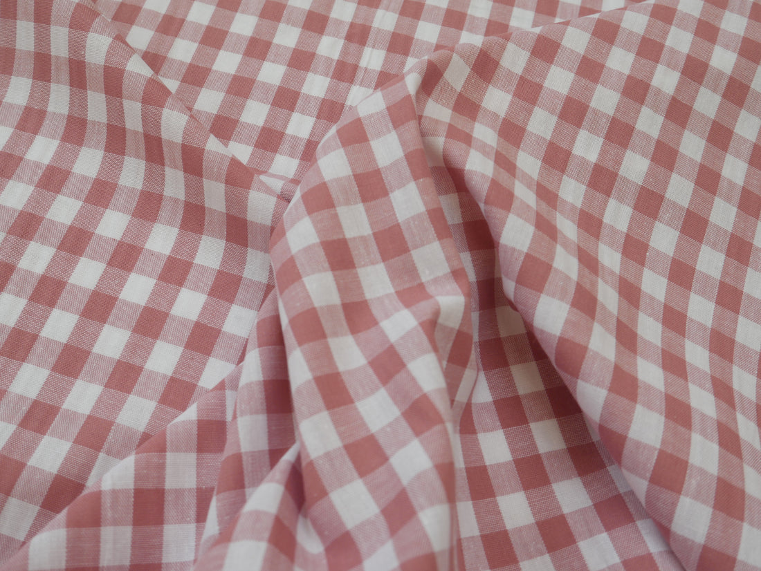 Cotton Check 1cm Gingham in Soft Pink-Cotton Fabric-Flying Bobbins Haberdashery