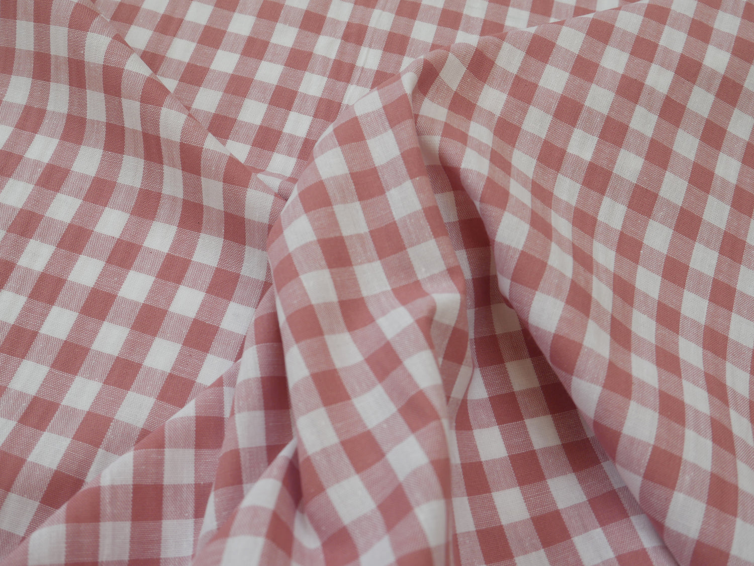 Cotton Check 1cm Gingham in Soft Pink-Cotton Fabric-Flying Bobbins Haberdashery