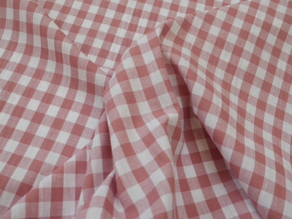 Cotton Check 1cm Gingham in Soft Pink-Cotton Fabric-Flying Bobbins Haberdashery