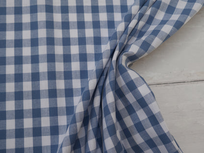 Cotton Check 1cm Gingham in Soft Blue-Cotton Fabric-Flying Bobbins Haberdashery