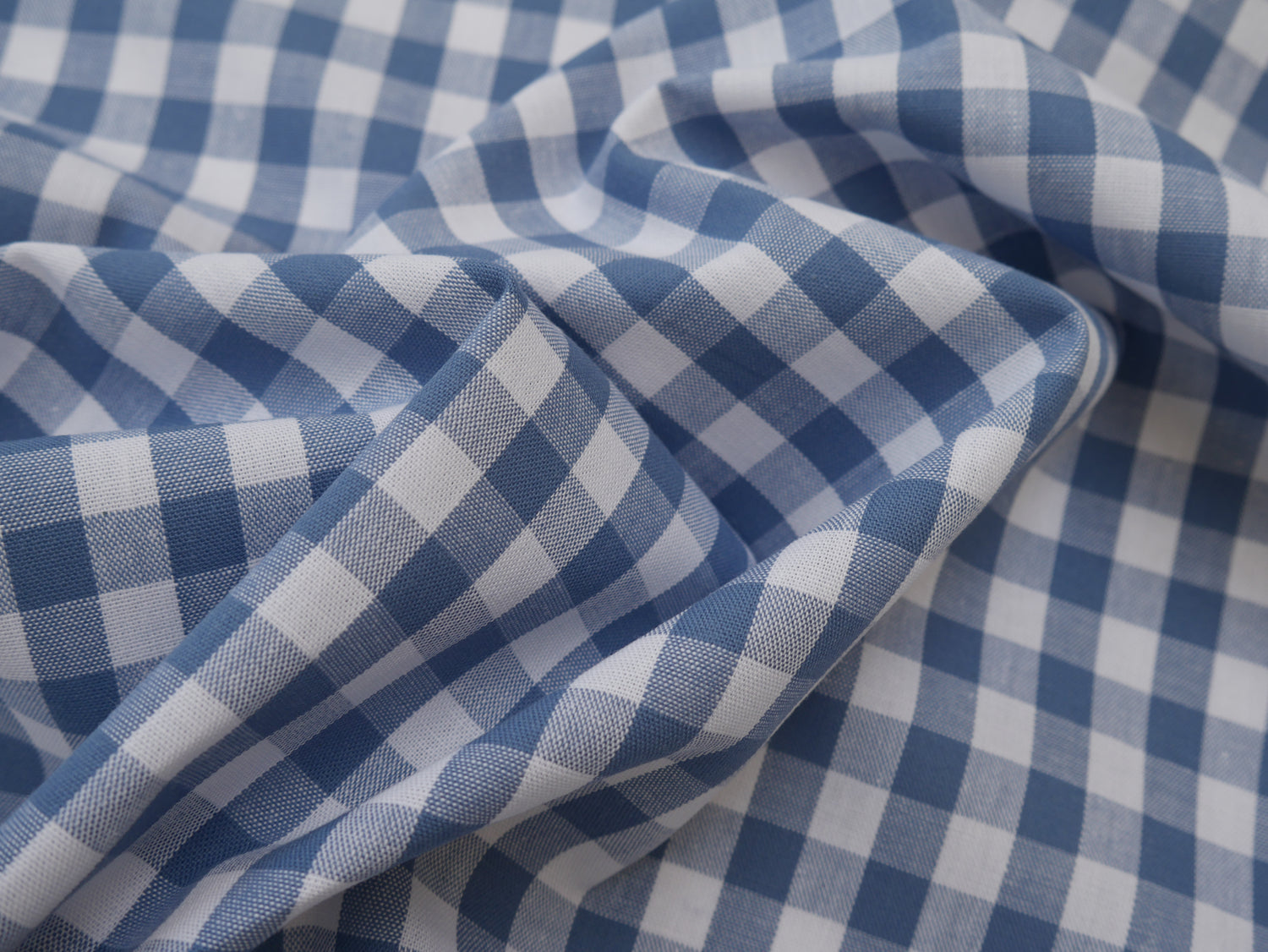 Cotton Check 1cm Gingham in Soft Blue-Cotton Fabric-Flying Bobbins Haberdashery