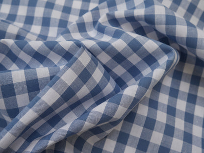 Cotton Check 1cm Gingham in Soft Blue-Cotton Fabric-Flying Bobbins Haberdashery