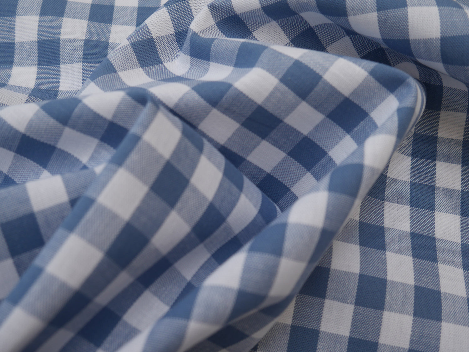 Cotton Check 1cm Gingham in Soft Blue-Cotton Fabric-Flying Bobbins Haberdashery