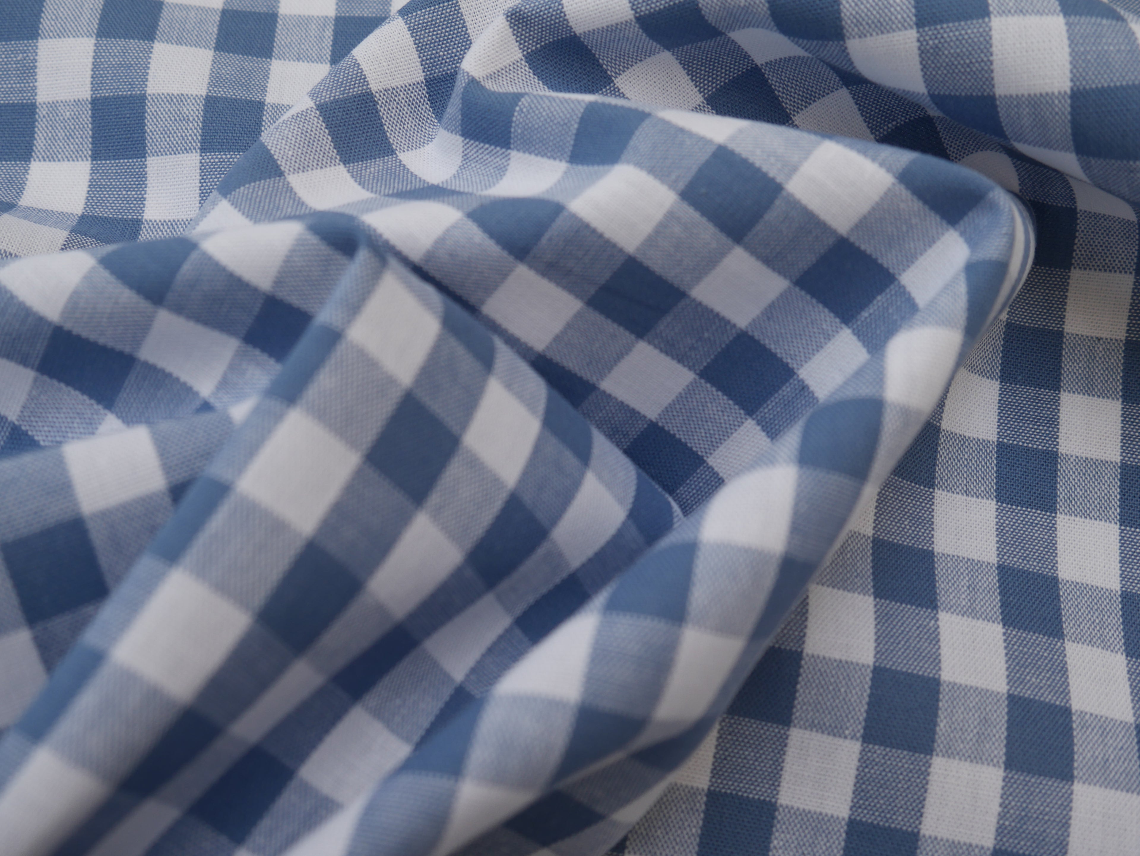 Cotton Check 1cm Gingham in Soft Blue-Cotton Fabric-Flying Bobbins Haberdashery