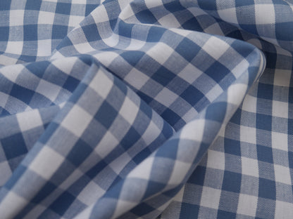Cotton Check 1cm Gingham in Soft Blue-Cotton Fabric-Flying Bobbins Haberdashery