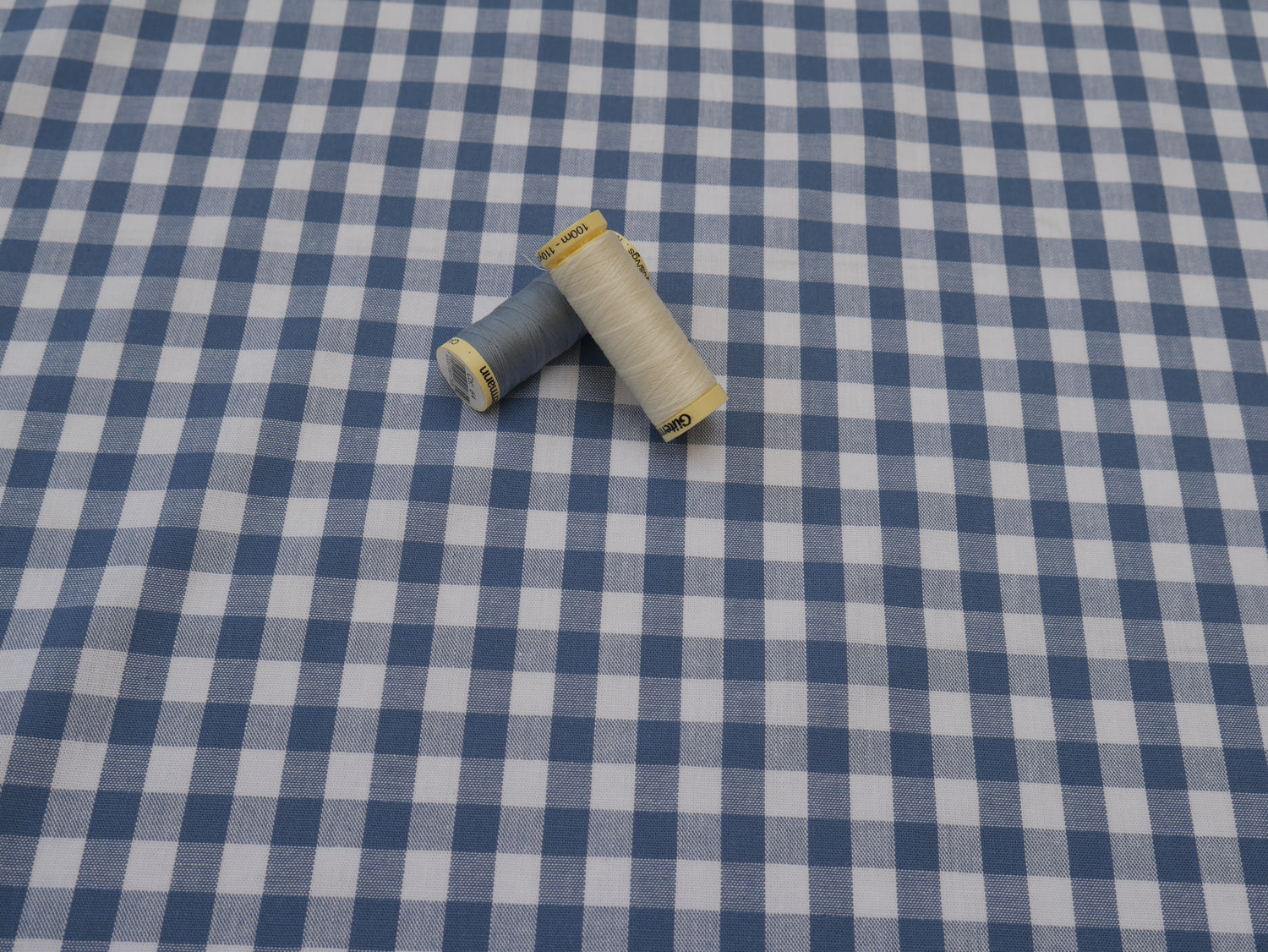 Cotton Check 1cm Gingham in Soft Blue-Cotton Fabric-Flying Bobbins Haberdashery