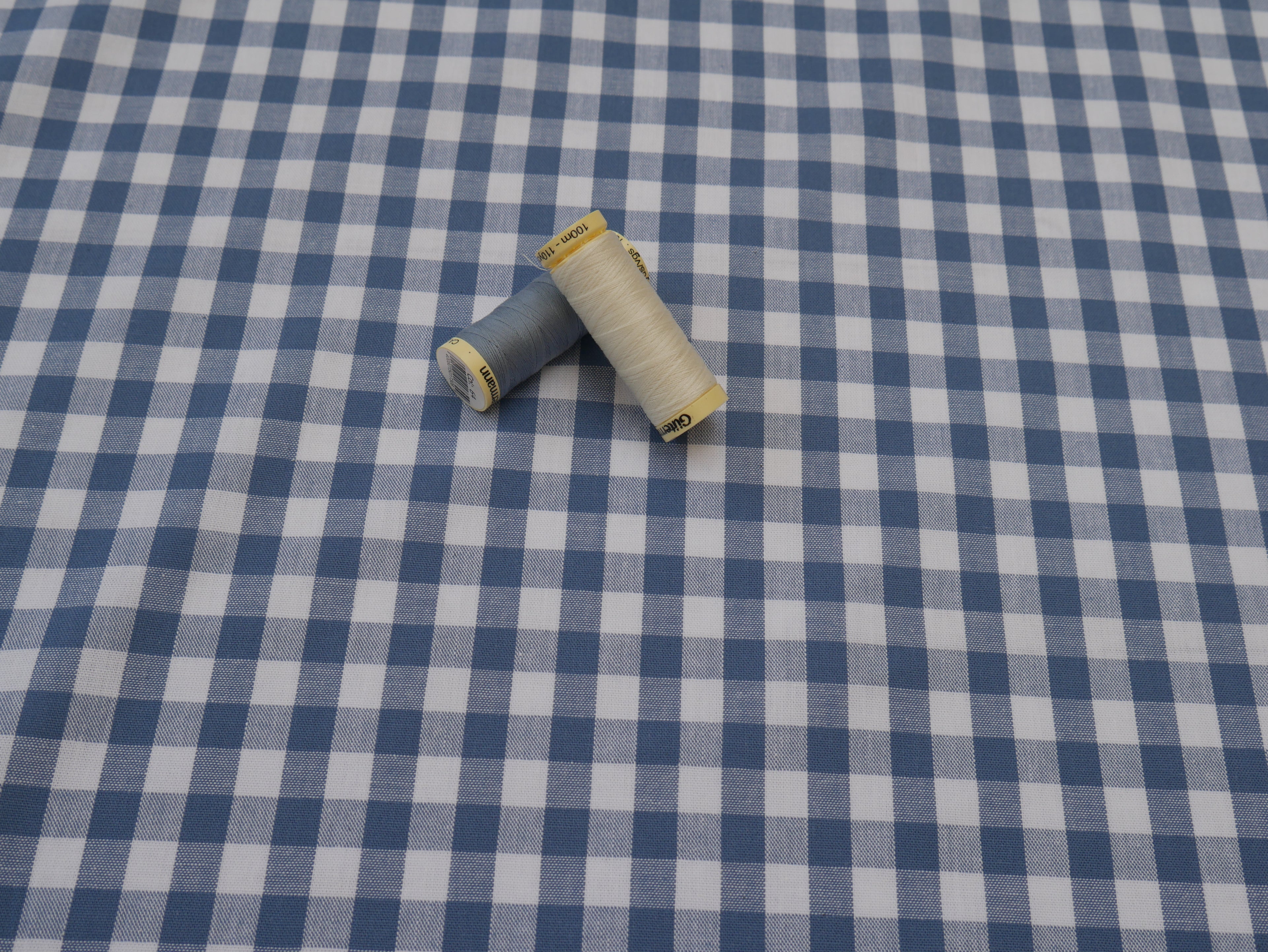 Cotton Check 1cm Gingham in Soft Blue-Cotton Fabric-Flying Bobbins Haberdashery