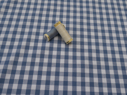 Cotton Check 1cm Gingham in Soft Blue-Cotton Fabric-Flying Bobbins Haberdashery