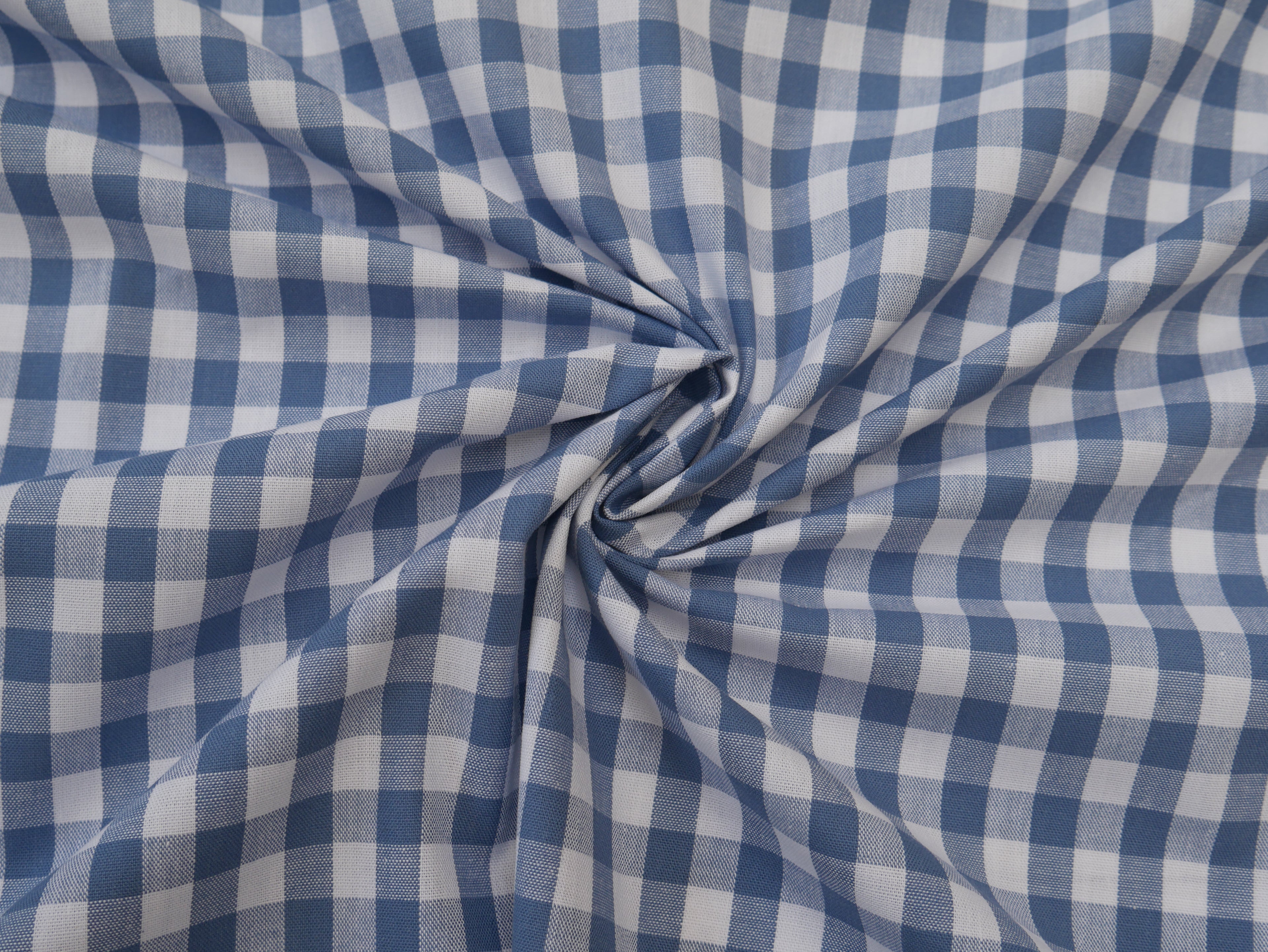 Cotton Check 1cm Gingham in Soft Blue-Cotton Fabric-Flying Bobbins Haberdashery