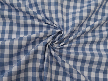 Cotton Check 1cm Gingham in Soft Blue-Cotton Fabric-Flying Bobbins Haberdashery