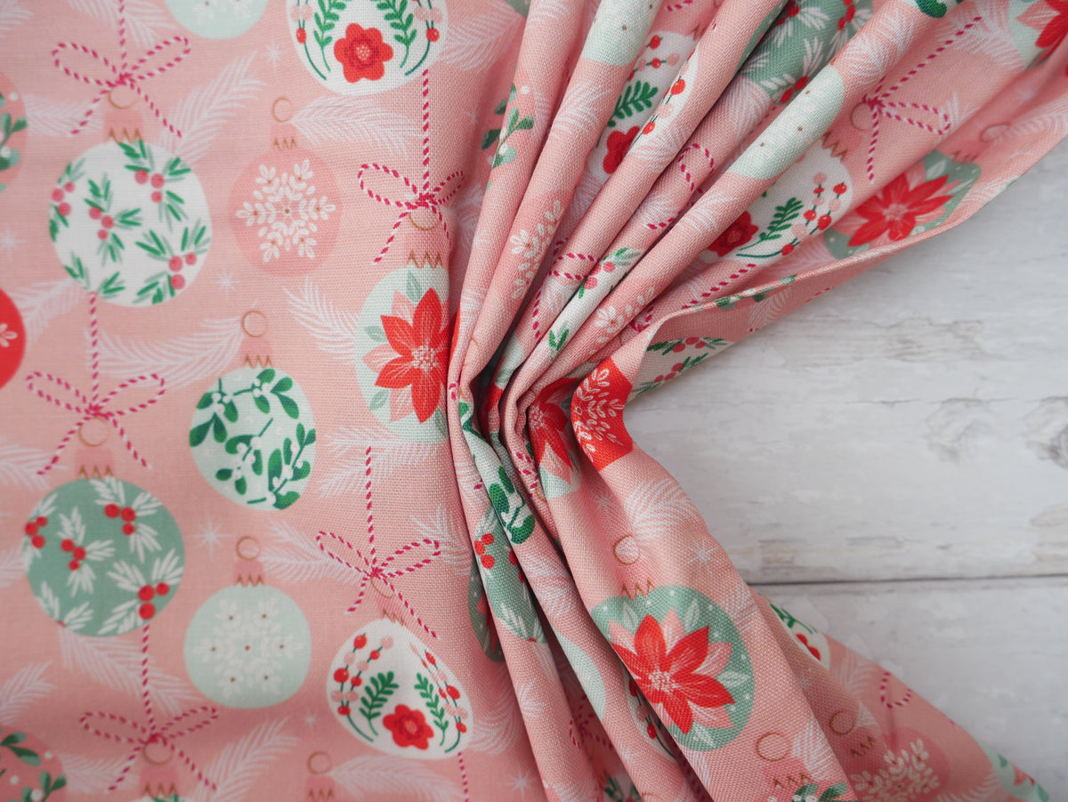 Baubles &amp; Bows Printed Cotton, Pretty Baubles, £7.80 p/m-Cotton Fabric-Flying Bobbins Haberdashery