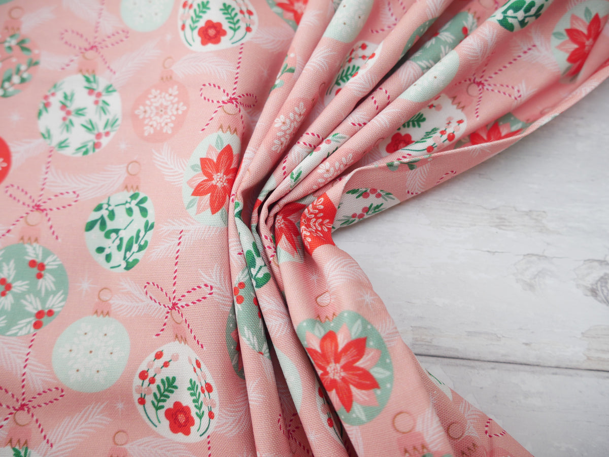 Baubles &amp; Bows Printed Cotton, Pretty Baubles, £7.80 p/m-Cotton Fabric-Flying Bobbins Haberdashery