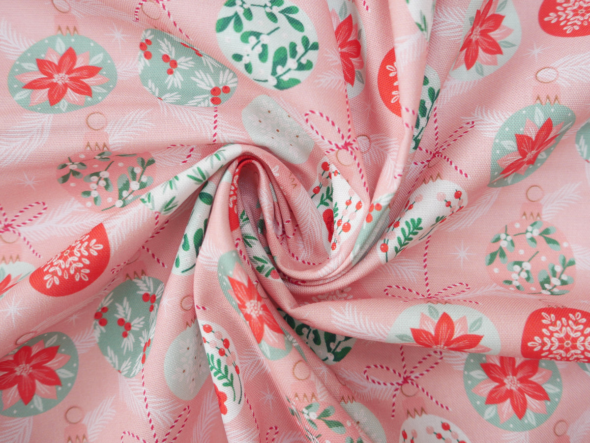 Baubles &amp; Bows Printed Cotton, Pretty Baubles, £7.80 p/m-Cotton Fabric-Flying Bobbins Haberdashery