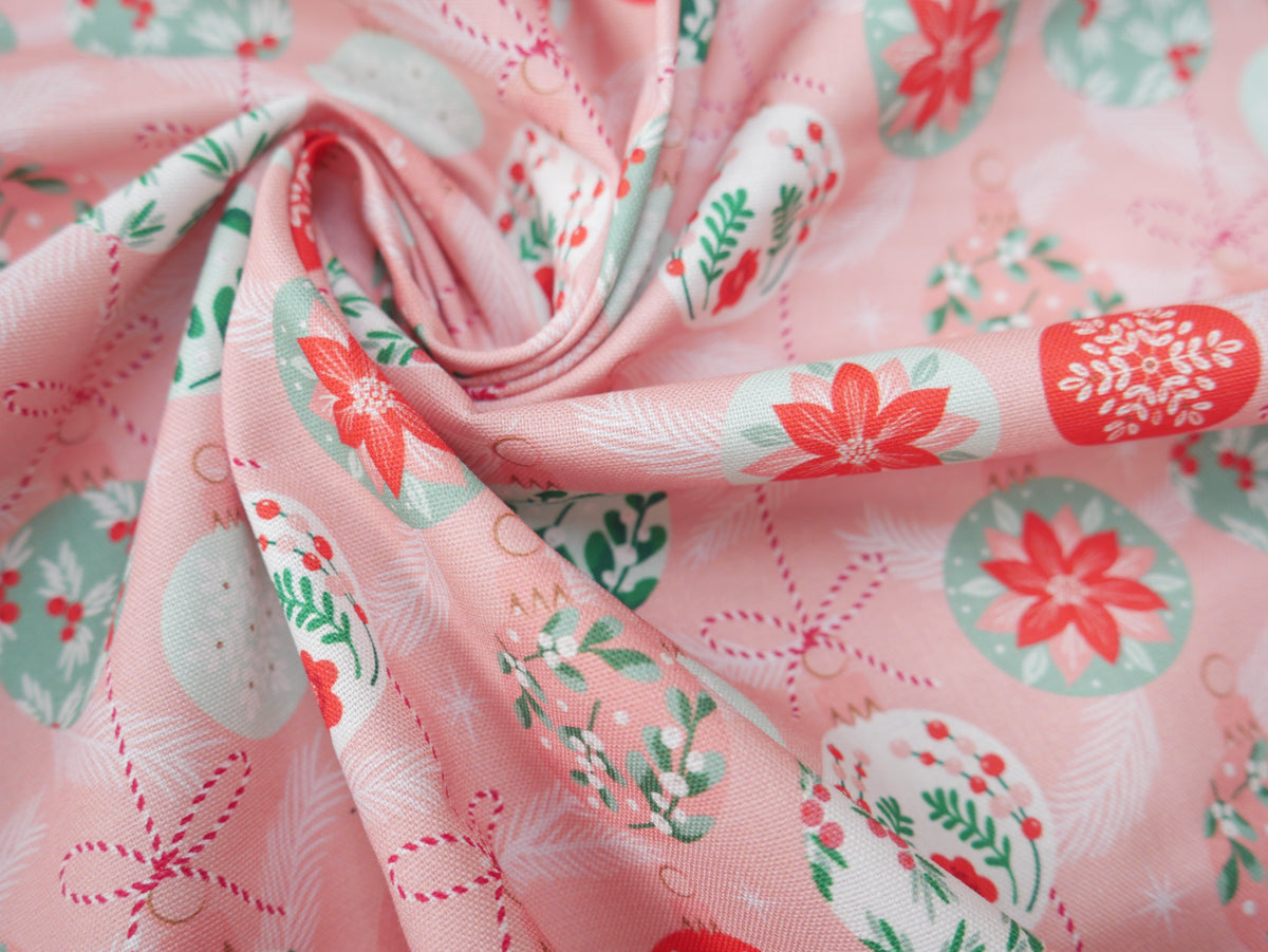 Baubles &amp; Bows Printed Cotton, Pretty Baubles, £7.80 p/m-Cotton Fabric-Flying Bobbins Haberdashery