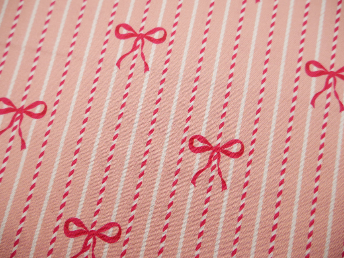 Baubles &amp; Bows Printed Cotton, Bow Stripe, £7.80 p/m-Cotton Fabric-Flying Bobbins Haberdashery