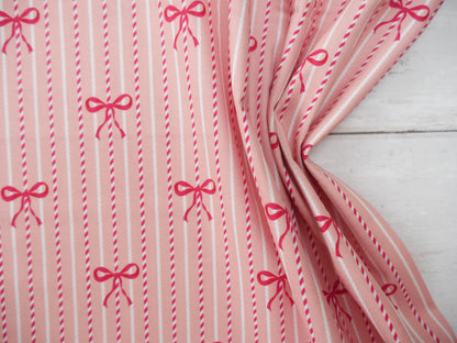 Baubles &amp; Bows Printed Cotton, Bow Stripe, £7.80 p/m-Cotton Fabric-Flying Bobbins Haberdashery