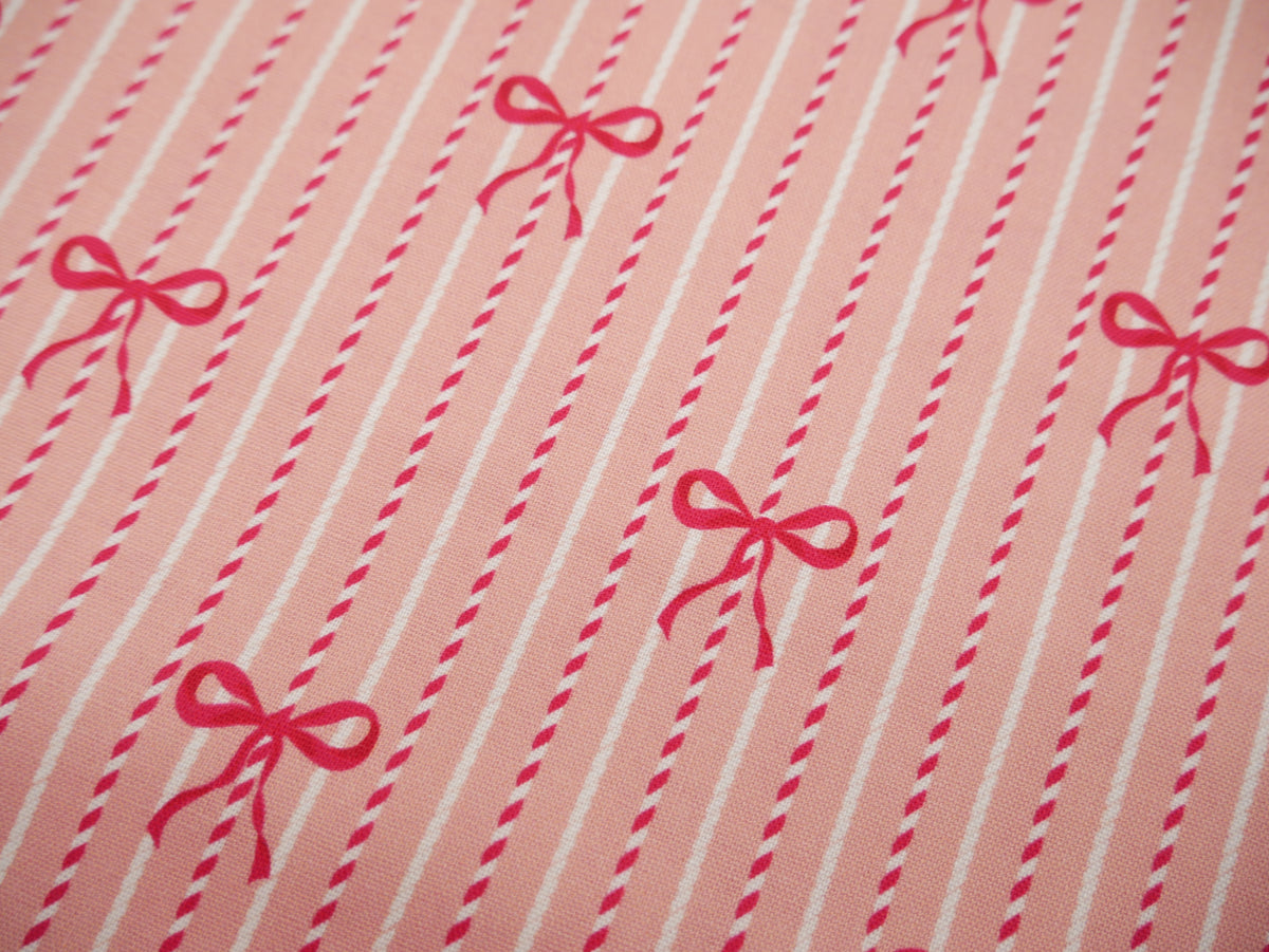Baubles &amp; Bows Printed Cotton, Bow Stripe, £7.80 p/m-Cotton Fabric-Flying Bobbins Haberdashery