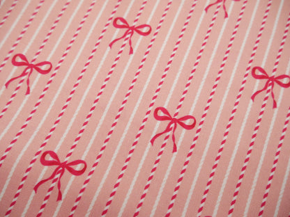 Baubles &amp; Bows Printed Cotton, Bow Stripe, £7.80 p/m-Cotton Fabric-Flying Bobbins Haberdashery