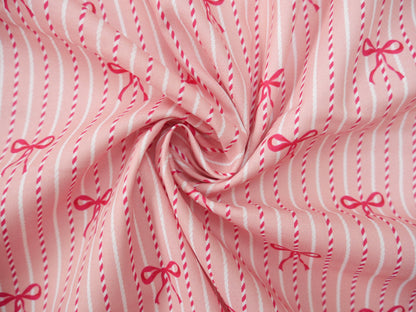 Baubles &amp; Bows Printed Cotton, Bow Stripe, £7.80 p/m-Cotton Fabric-Flying Bobbins Haberdashery