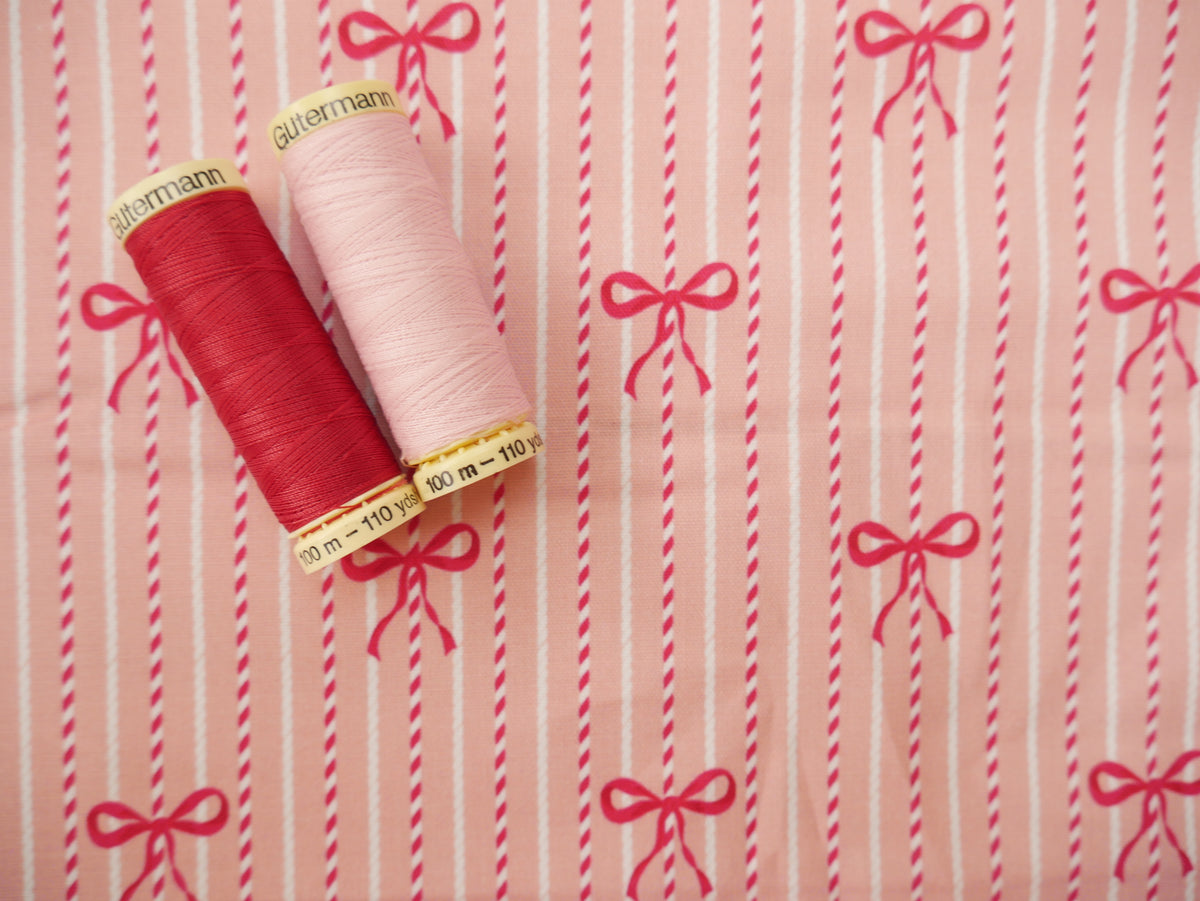 Baubles &amp; Bows Printed Cotton, Bow Stripe, £7.80 p/m-Cotton Fabric-Flying Bobbins Haberdashery